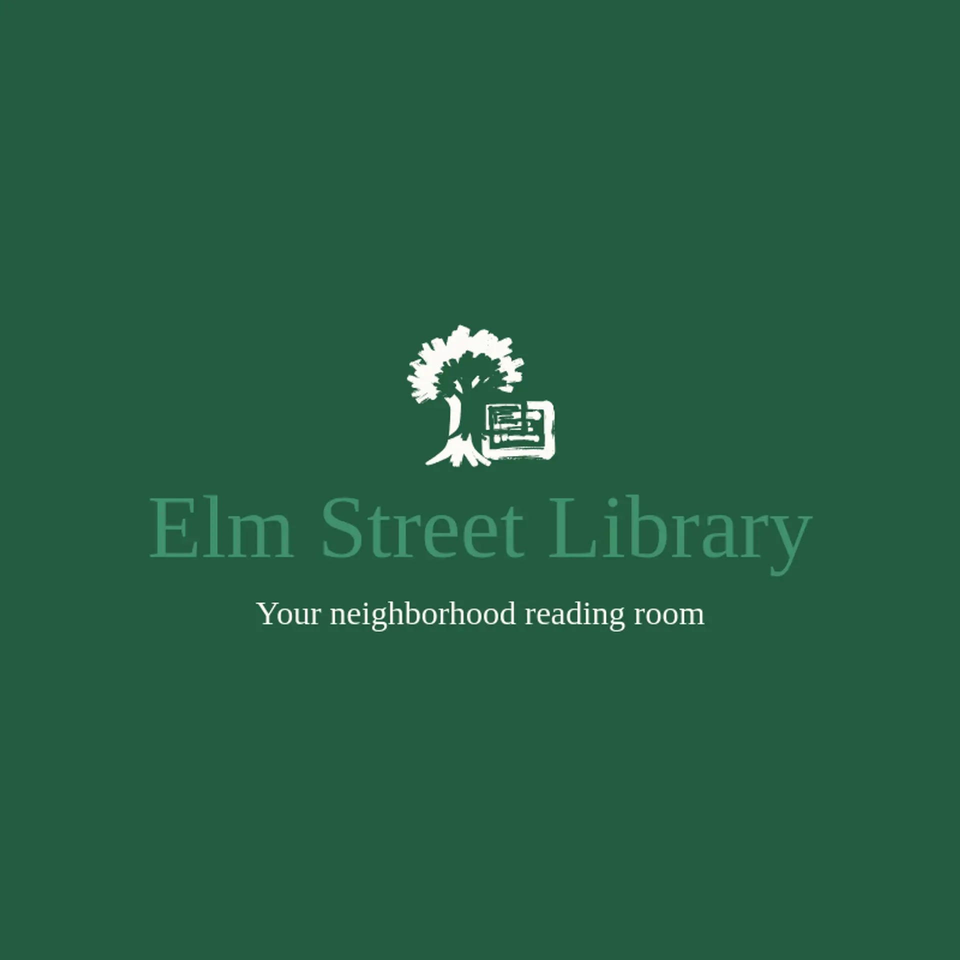 Elm Street Library logo for library