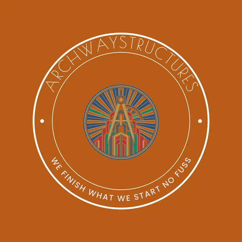 Construction logo idea: blueprint and compass in a deco style