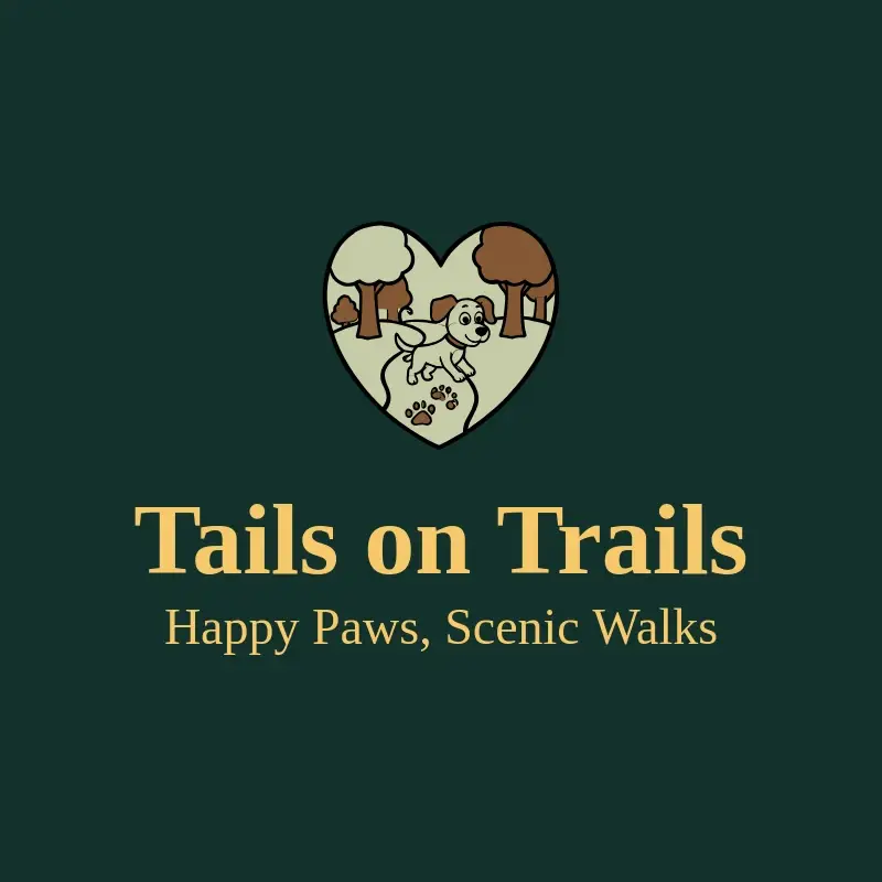 The dog walking business name Tails on Trails as a branded logo with a color icon