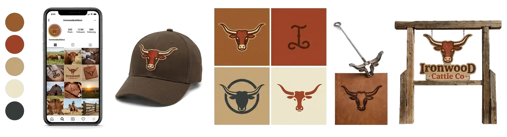 Cattle logo examples made with LOGO.com across ranch and farm styles