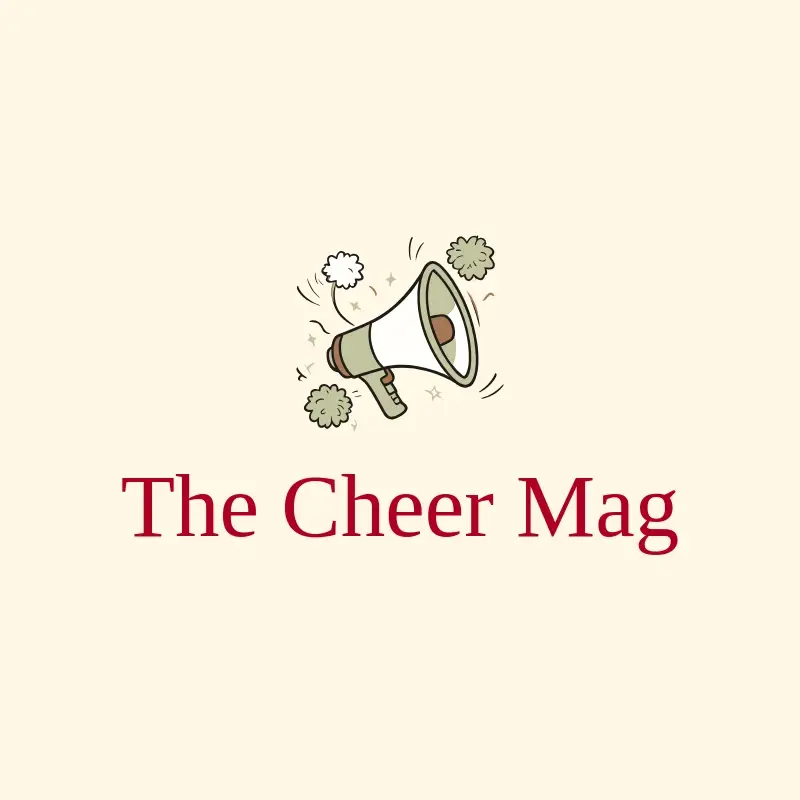 The magazine name The Cheer Mag as a branded logo with a color icon