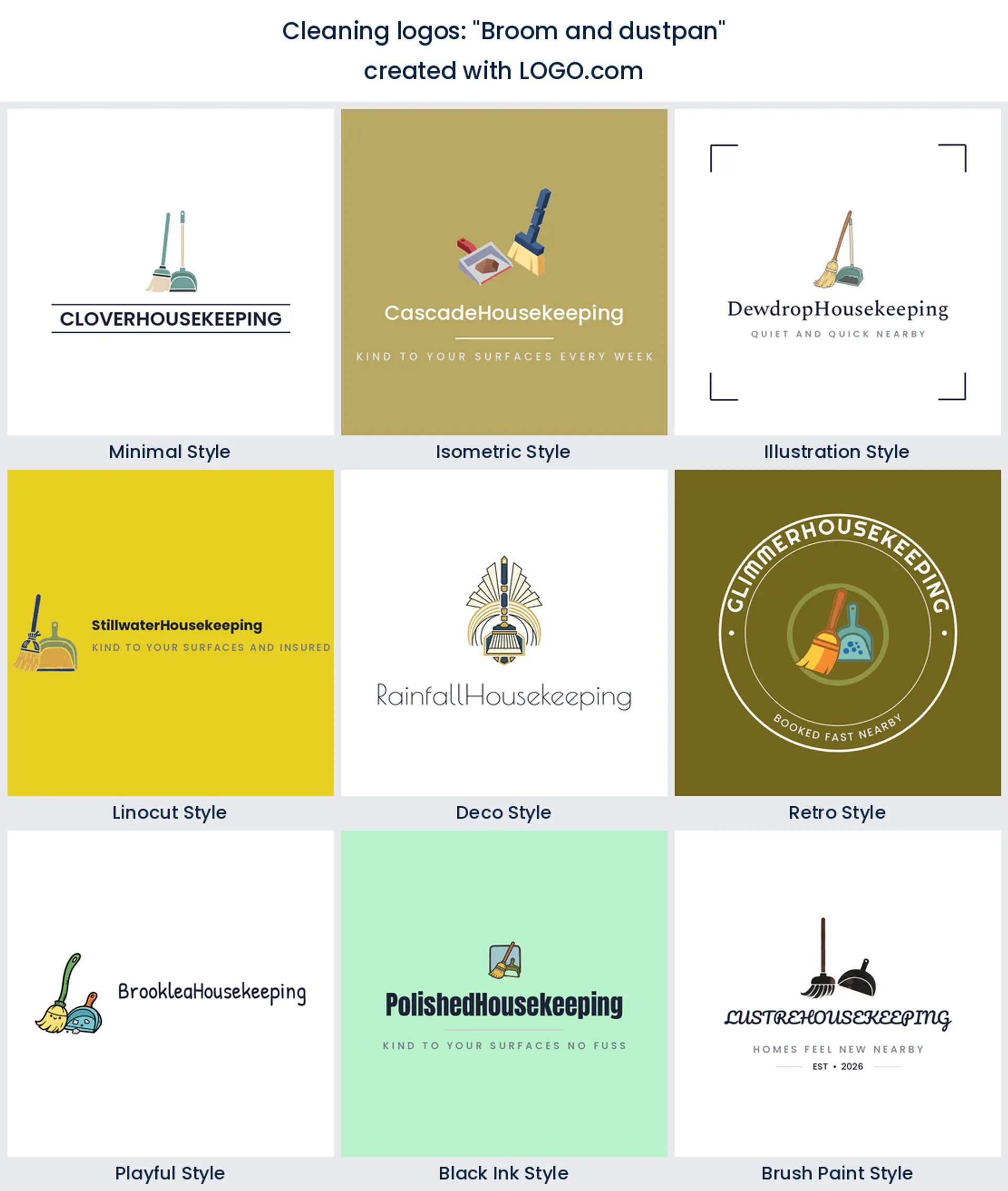Broom and dustpan logo idea for a cleaning brand