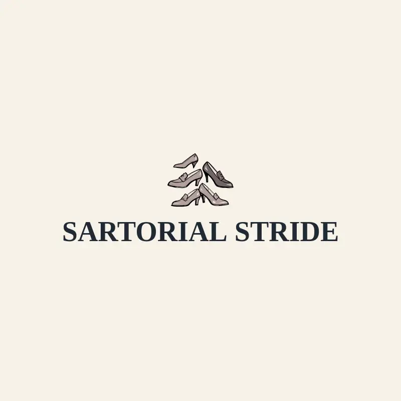 The shoe store name Sartorial Stride as a branded logo with a single color icon