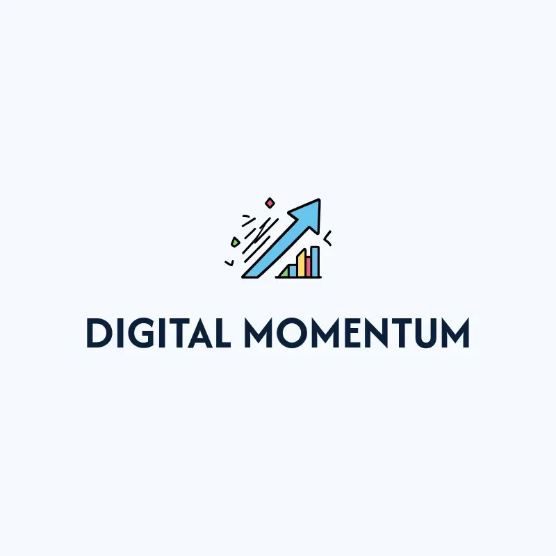 The blog name Digital Momentum as a branded logo with a color icon