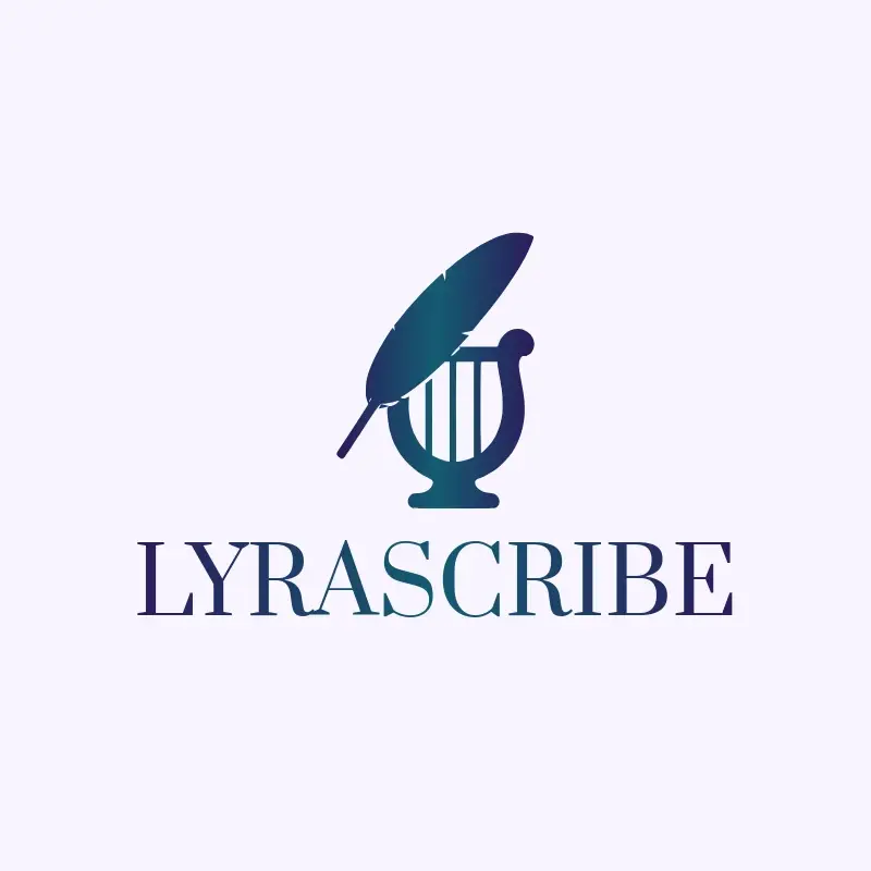 The pen name LyraScribe as a branded logo with a single color icon