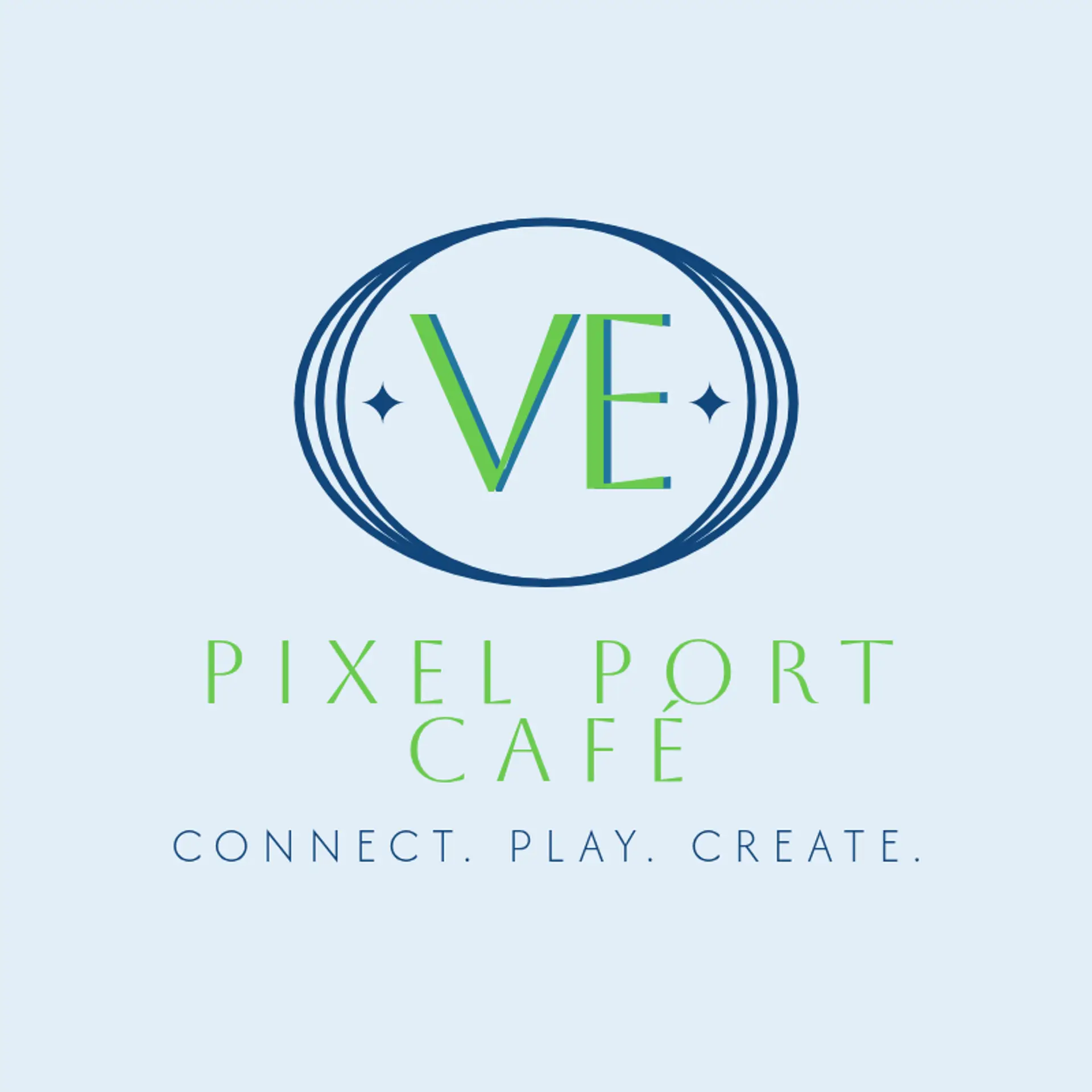 Pixel Port Café logo for internet cafe