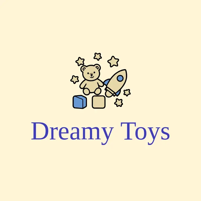 The toy company name Dreamy Toys as a branded logo with a color icon