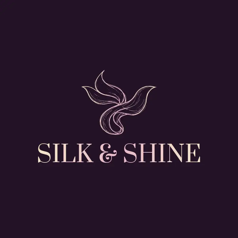 The beauty business name Silk & Shine as a branded logo with a single color icon