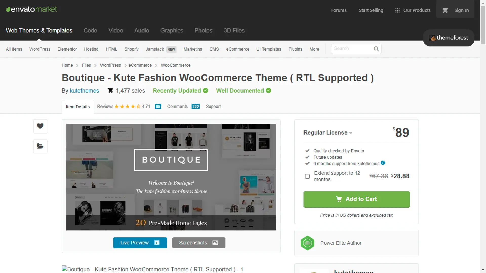 Envato offers easy-to-deploy, good-looking themes | Source: Theme Forest