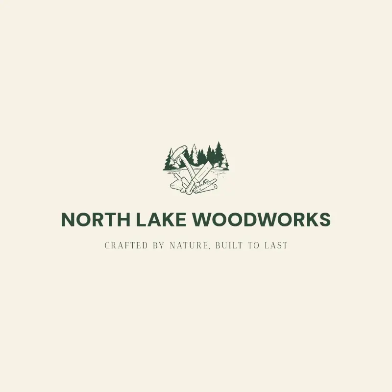 The woodworking name North Lake Woodworks as a branded logo with a single color icon