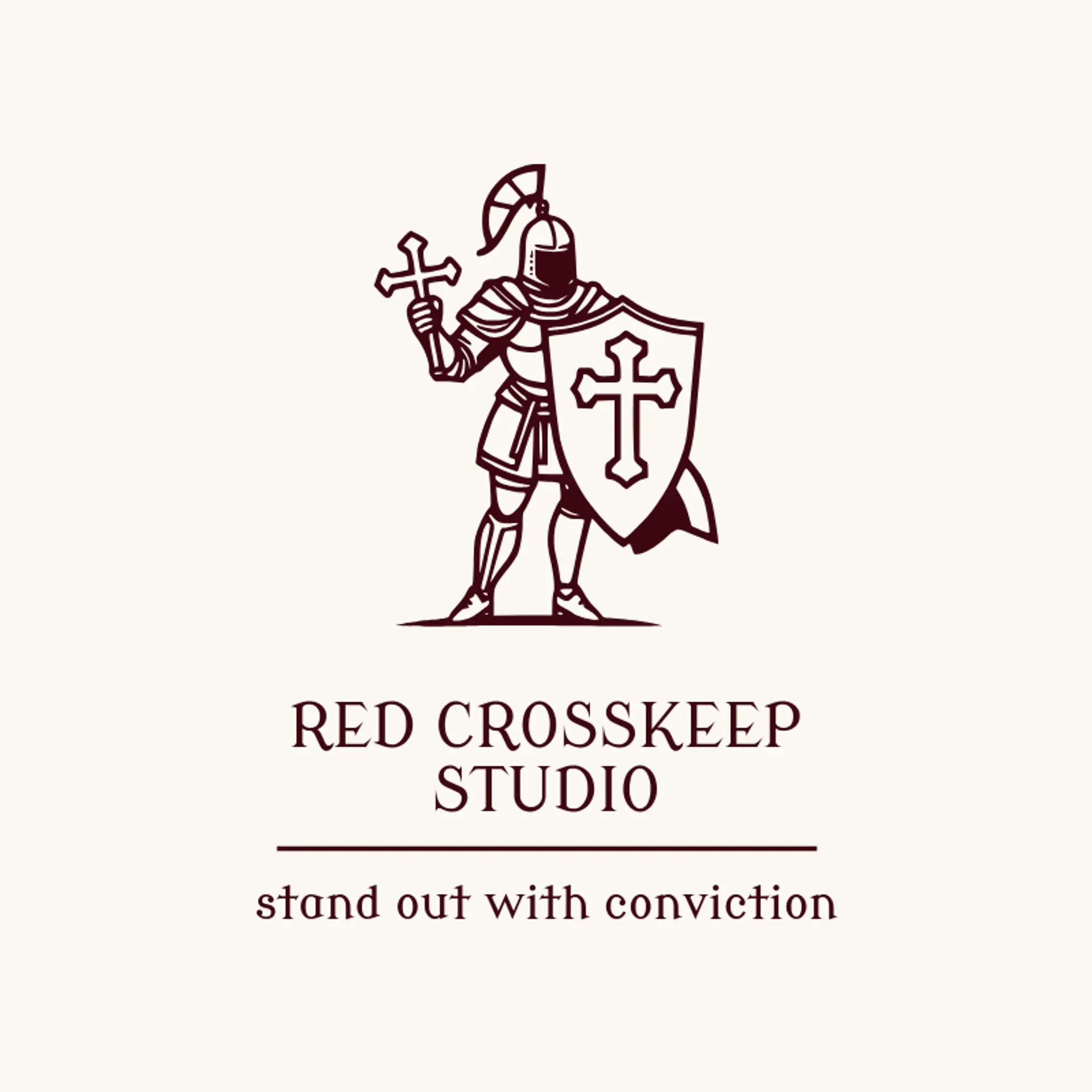 Red Crosskeep Studio logo for crusader