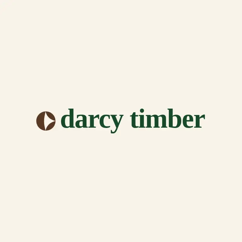 The tree trimming company name Darcy Timber as a branded logo with a color icon