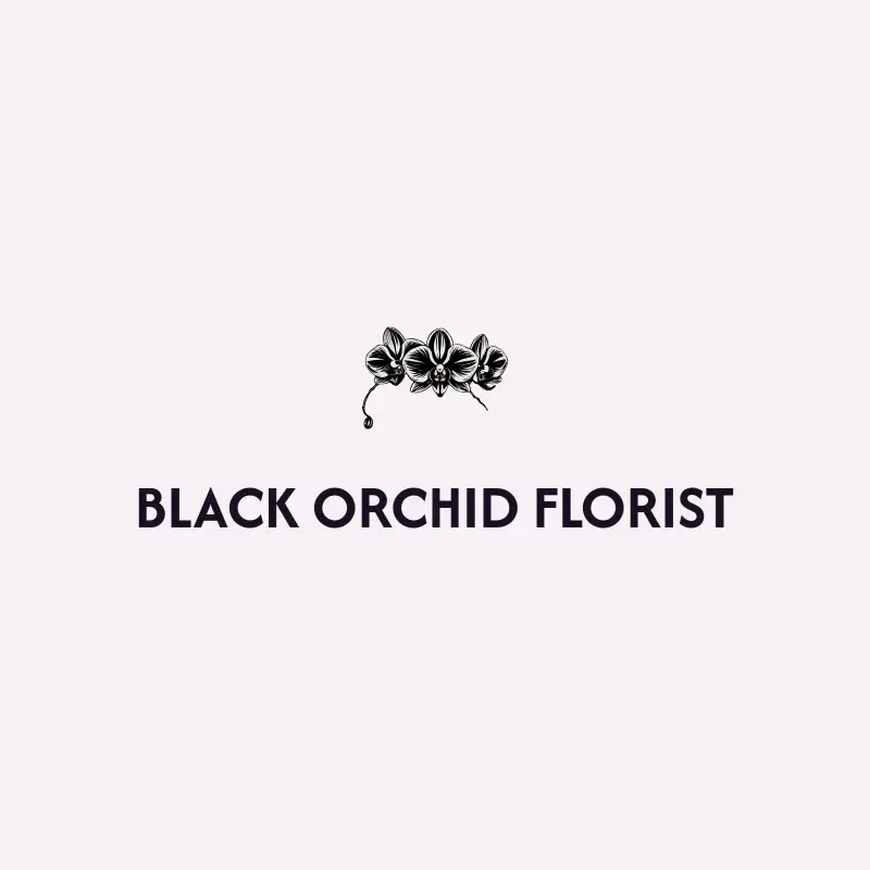 The flower shop name Black Orchid Florist as a branded logo with a single color icon