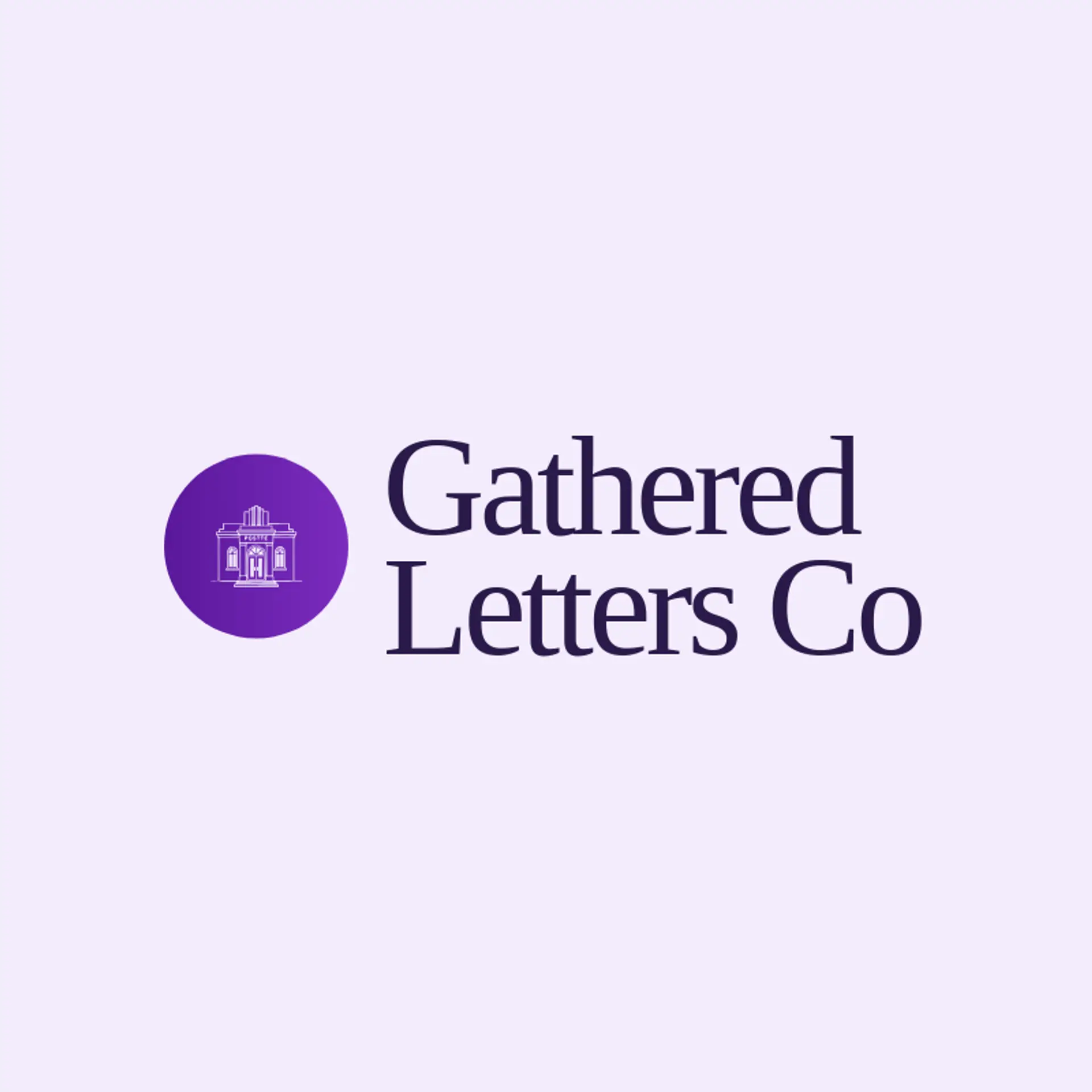 Gathered Letters Co logo for post office