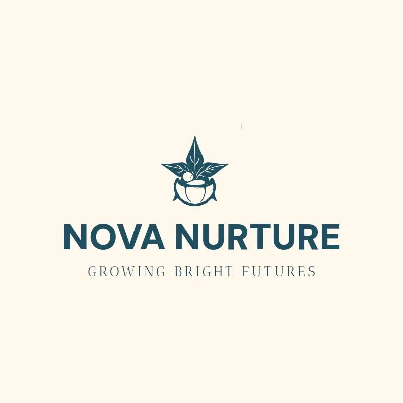 The daycare name Nova Nurture as a branded logo with a single color icon