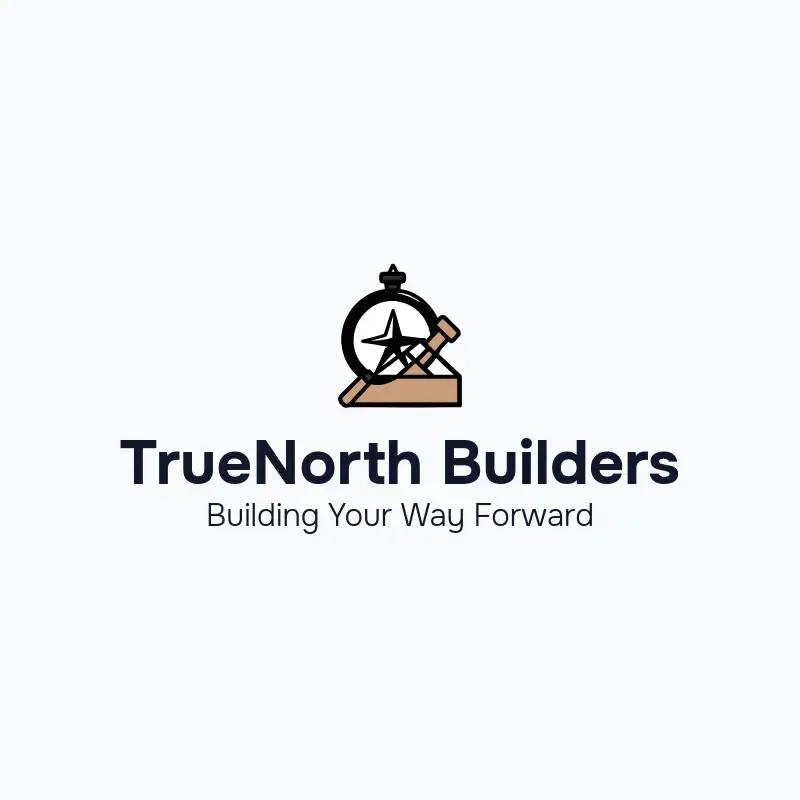 The construction company name TrueNorth Builders as a branded logo with a color icon