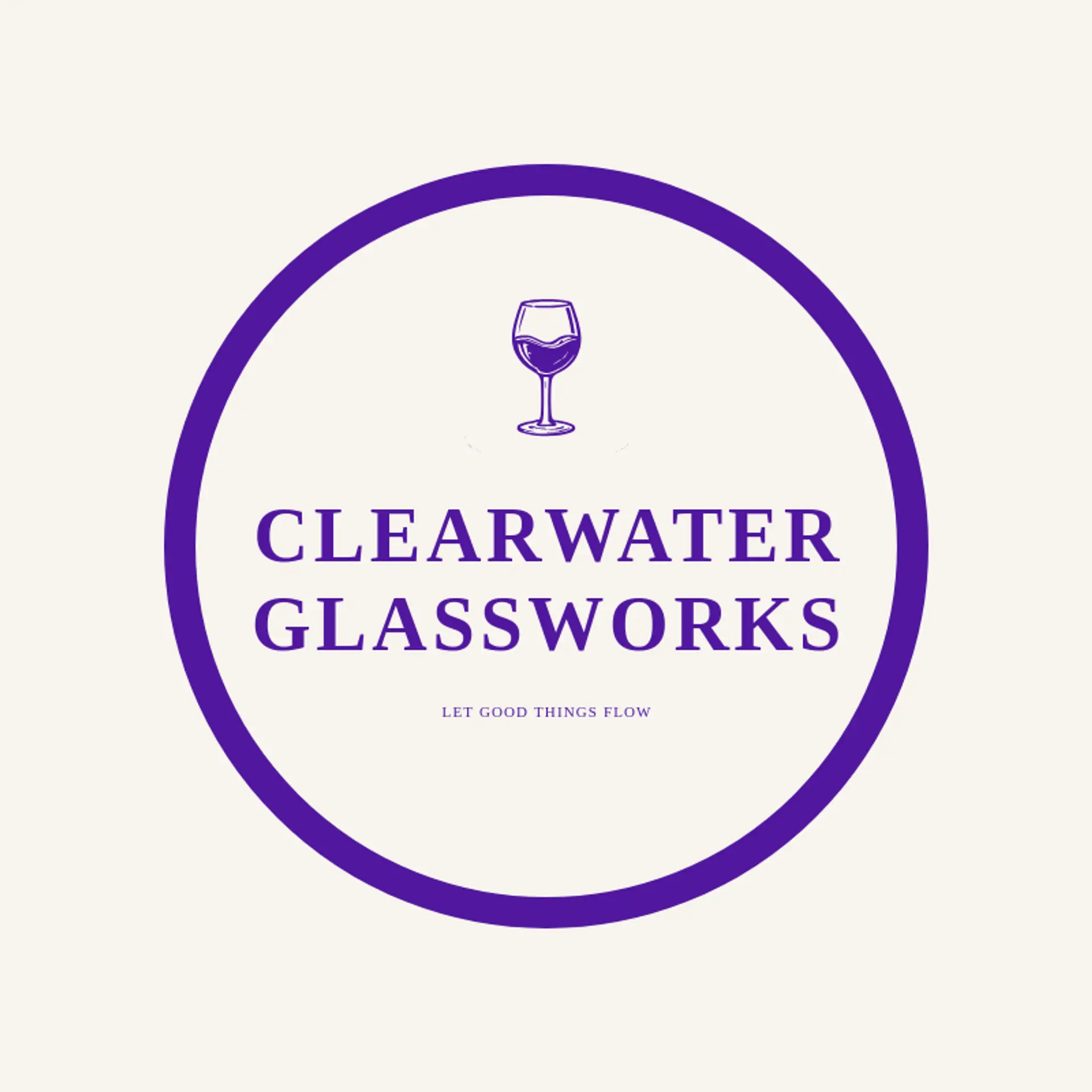 Clearwater Glassworks logo for wine glass