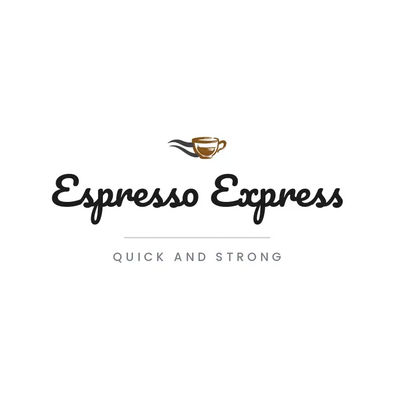 The cafe name Espresso Express as a branded logo in a brush paint style
