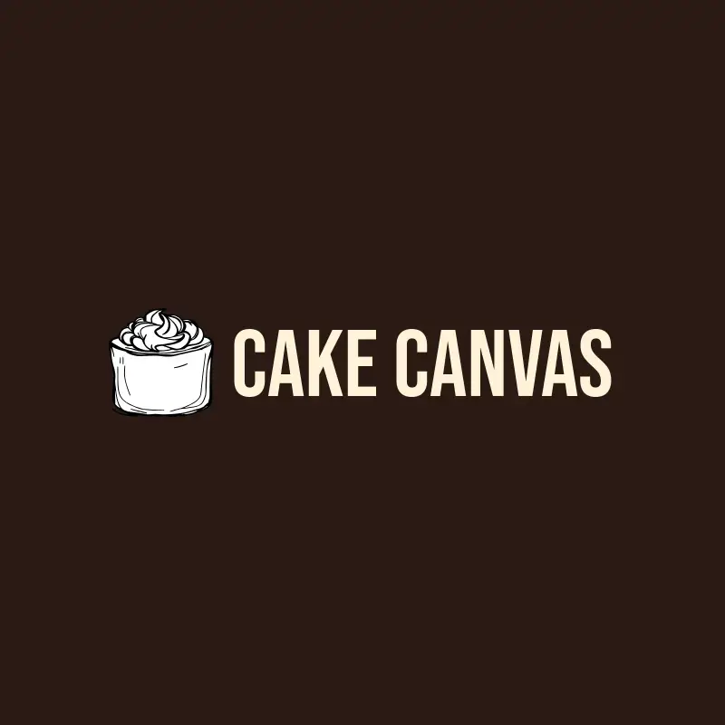 The cake business name Cake Canvas as a branded logo with a single color icon
