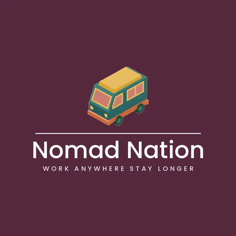 The travel name Nomad Nation as a branded logo in an isometric style