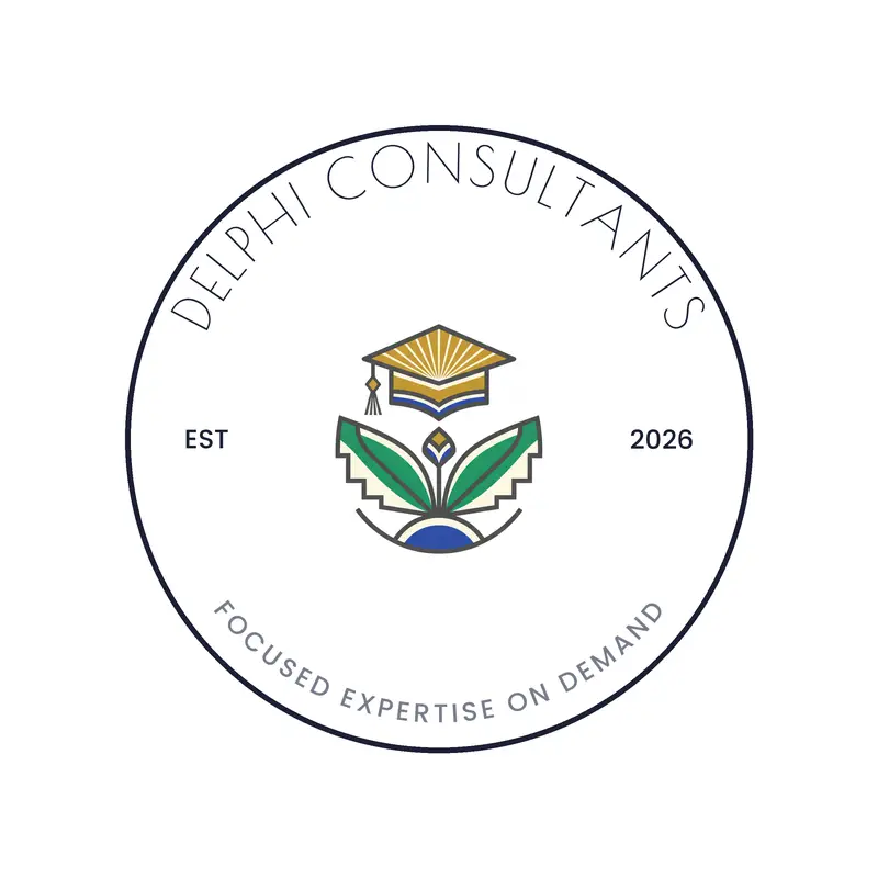 A graduation cap over a growing plant, a coaching consultant logo in a deco style