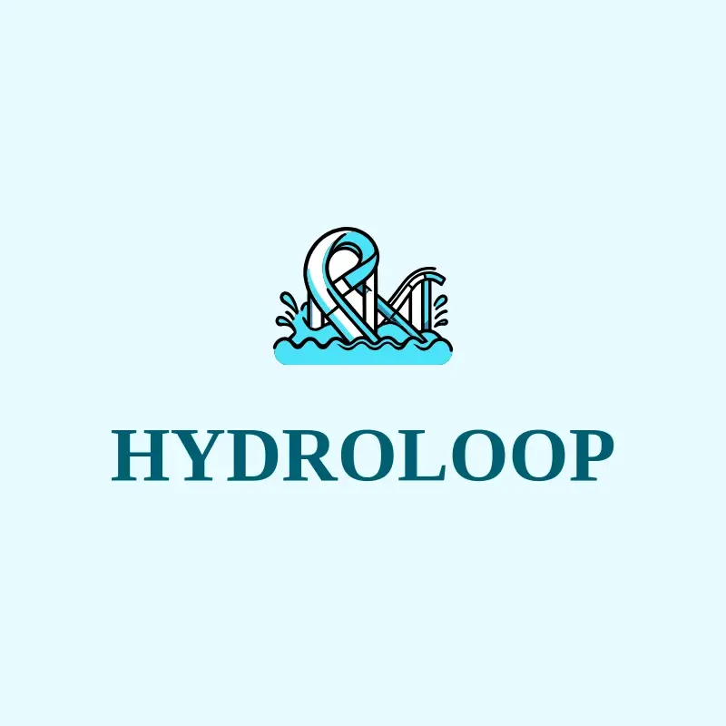 The theme park name HydroLoop as a branded logo with a color icon