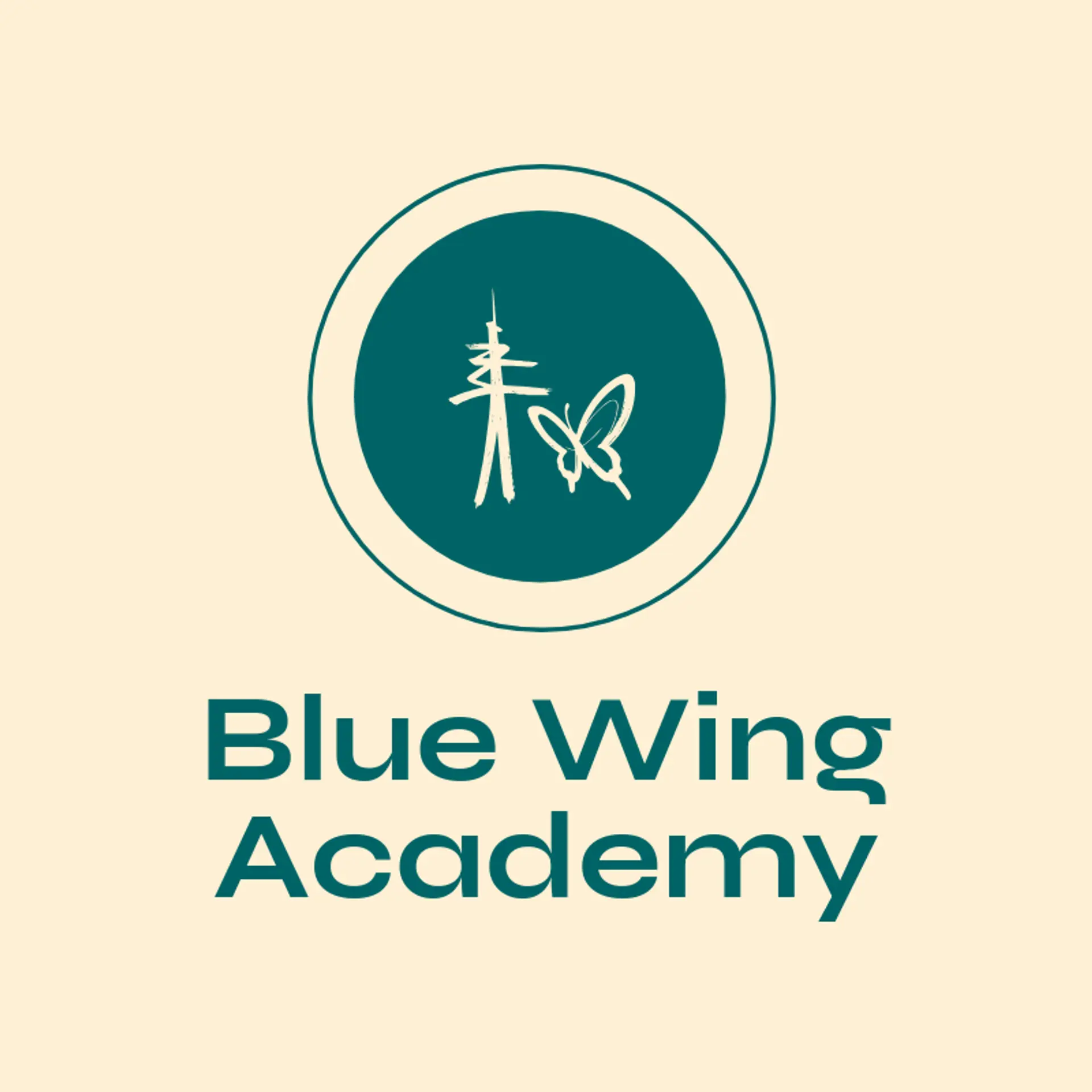 Blue Wing Academy logo for butterfly