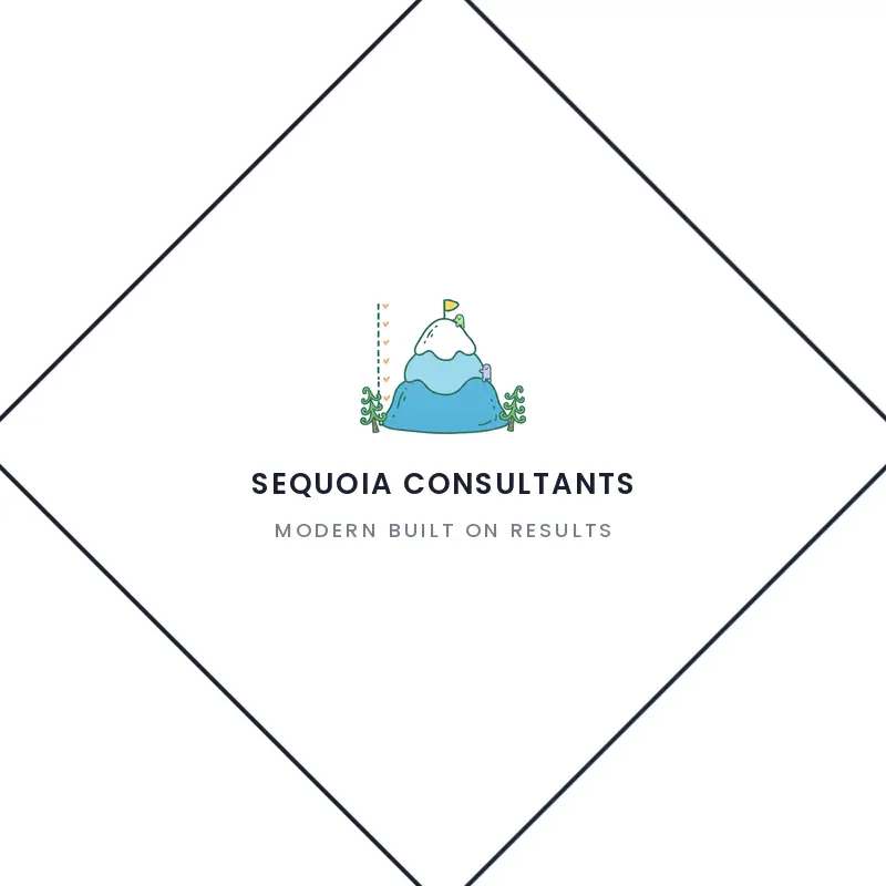 A mountain peak growth chart, a management consulting logo in a playful style