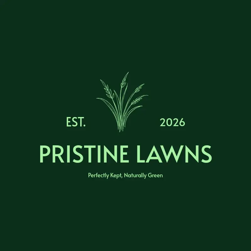 The lawn care name Pristine Lawns as a branded logo with a single color icon