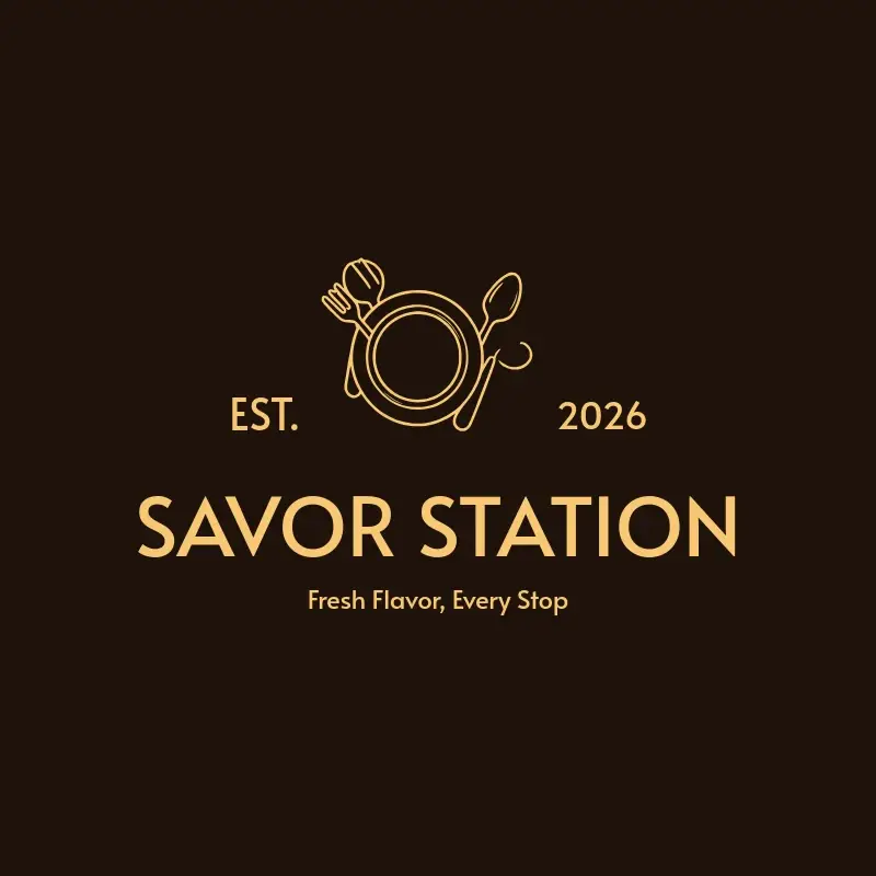 The catering name Savor Station as a branded logo with a single color icon