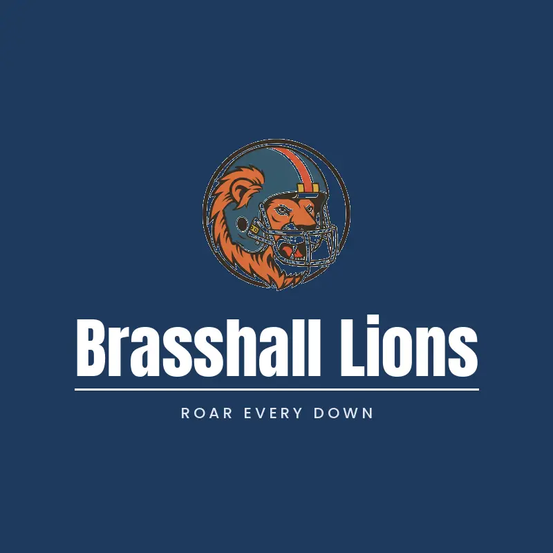 Lion head helmet football team logo for Brasshall Lions