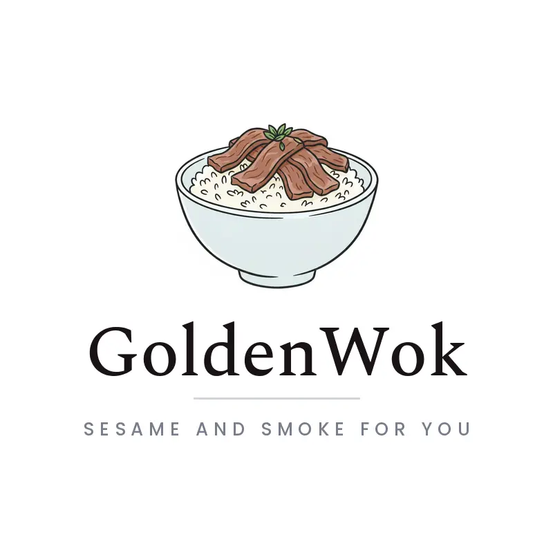 An illustrated Japanese rice bowl Asian restaurant logo on a white background.