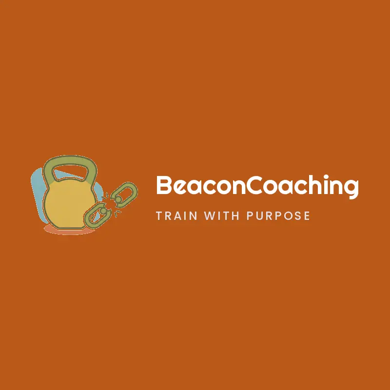 Retro kettlebell and unlocking chain coaching logo for BeaconCoaching