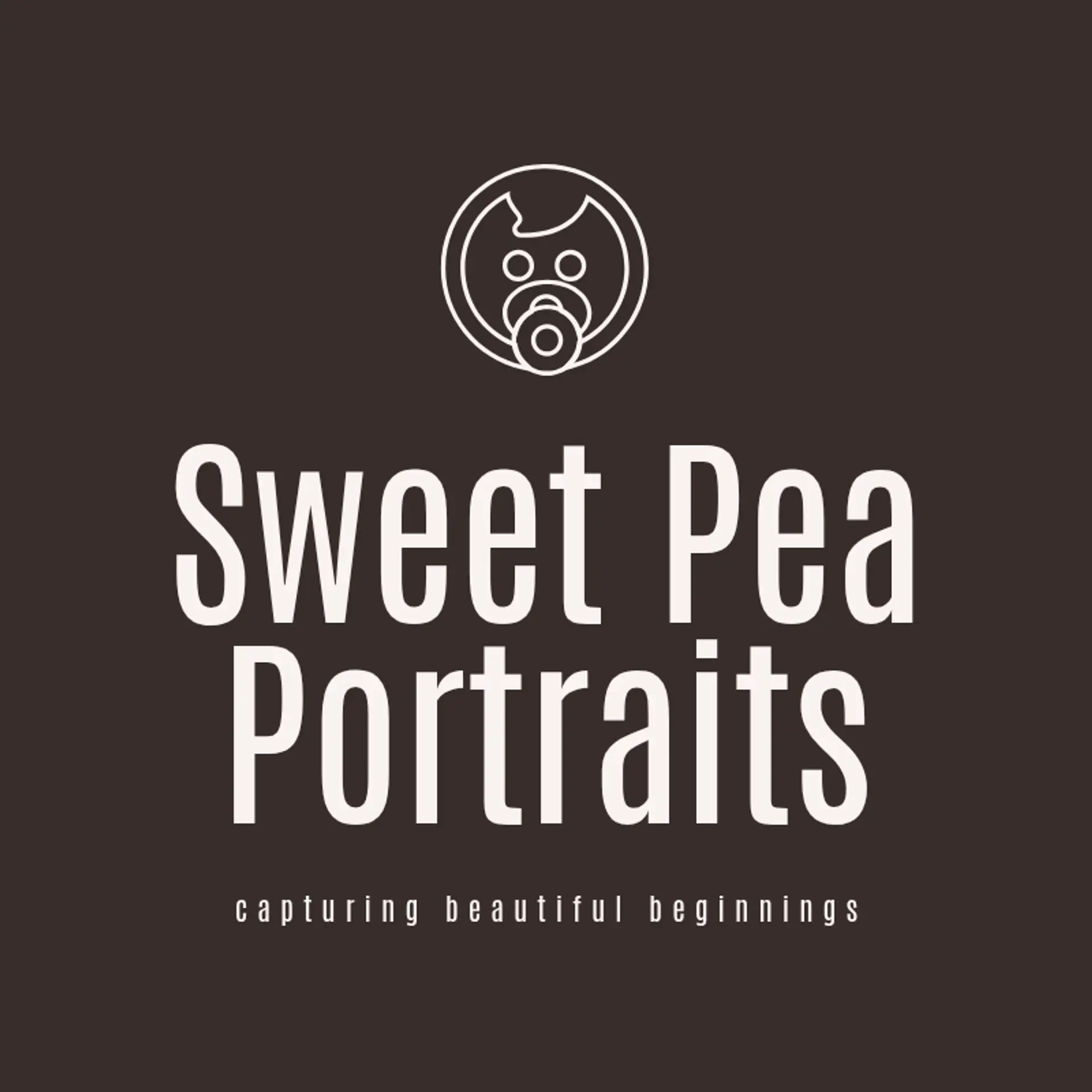 Sweet Pea Portraits logo for newborn photography