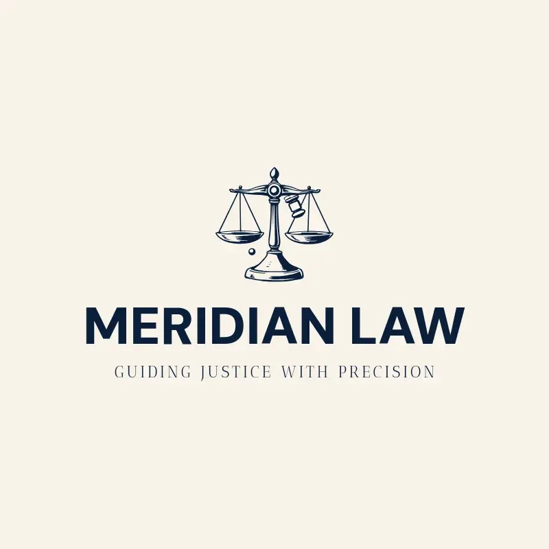 The law firm name Meridian Law as a branded logo with a single color icon
