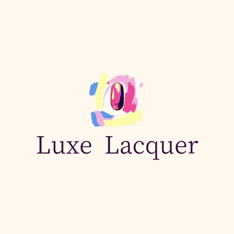 The nail salon name Luxe Lacquer as a branded logo with a color icon