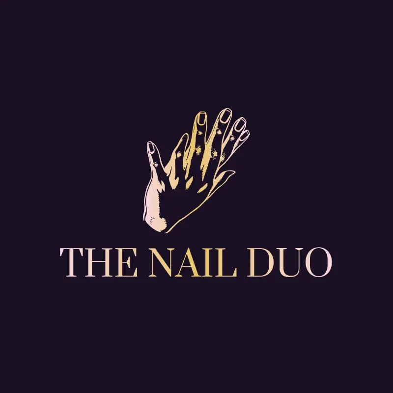 The nail salon name The Nail Duo as a branded logo with a color icon