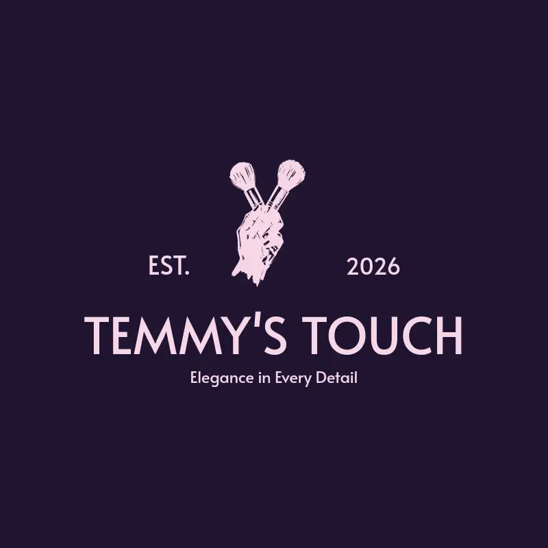 The beauty business name Temmy's Touch as a branded logo with a single color icon