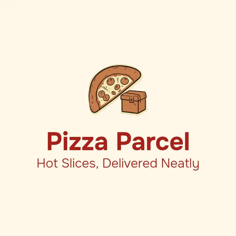 The pizza shop name Pizza Parcel as a branded logo with a color icon