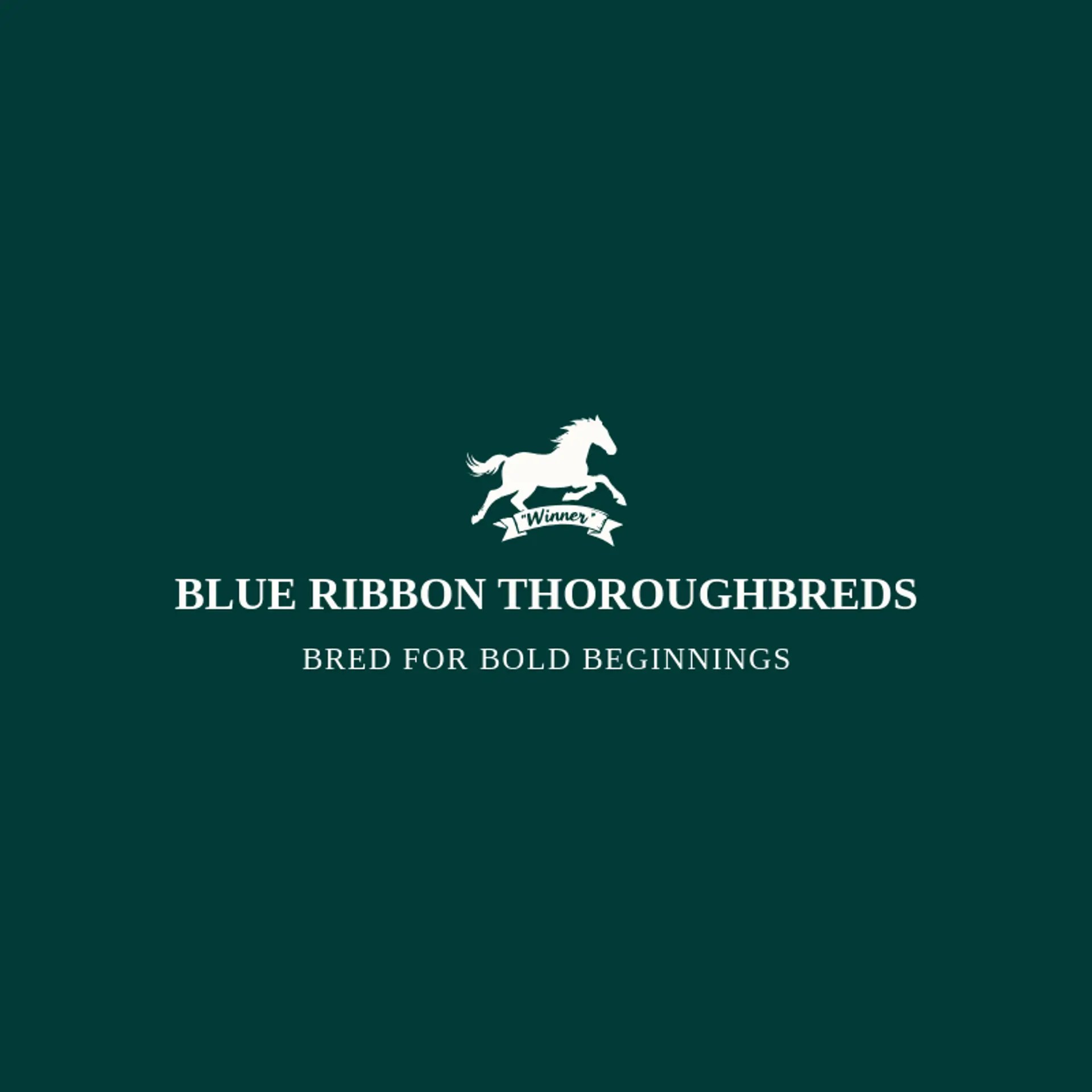 Blue Ribbon Thoroughbreds logo for horse racing