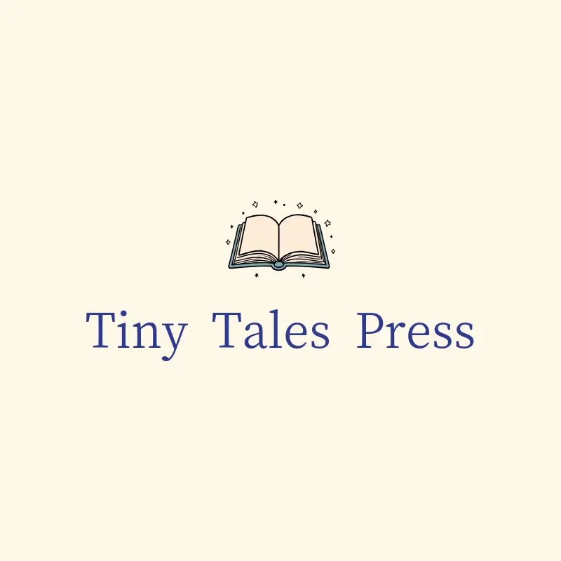 The book name Tiny Tales Press as a branded logo with a color icon