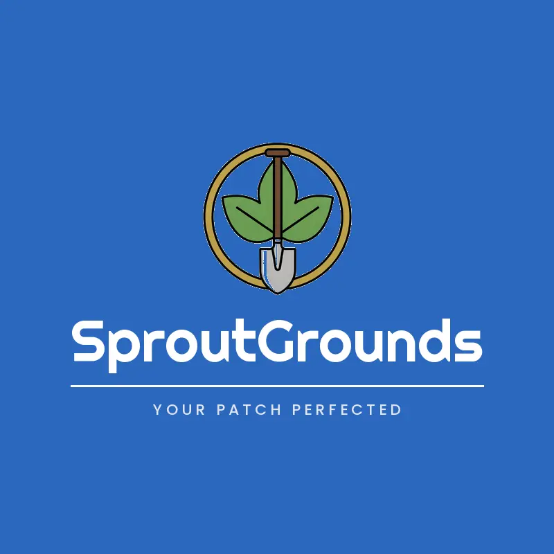 Leaf and shovel landscaping emblem logo