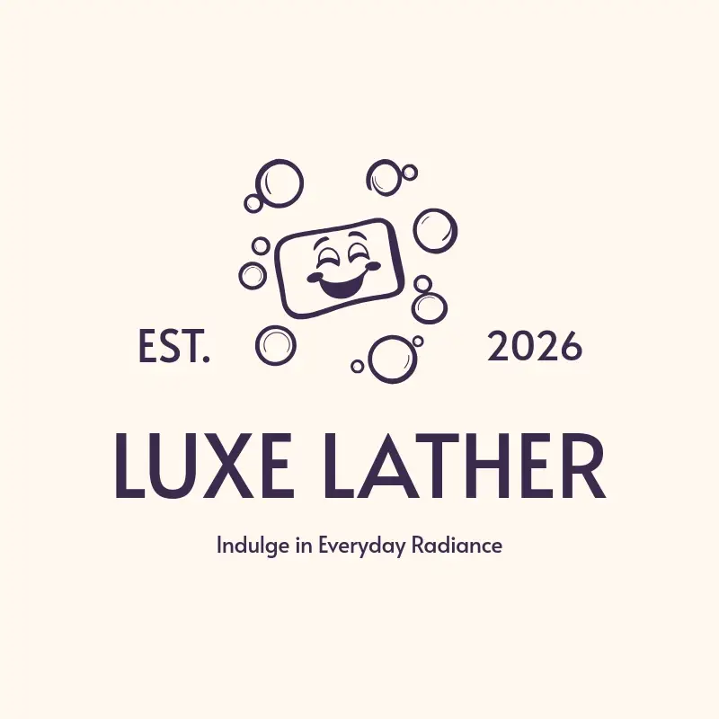 The soap business name Luxe Lather as a branded logo with a single color icon