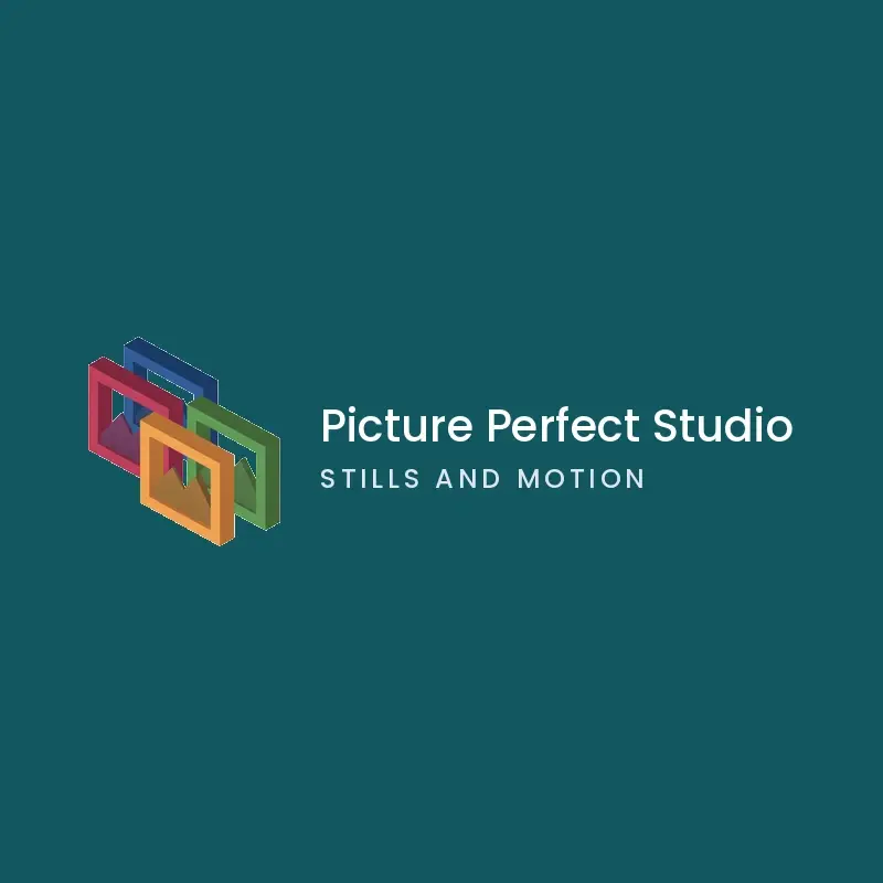 The photography name Picture Perfect Studio as a branded logo in an isometric style