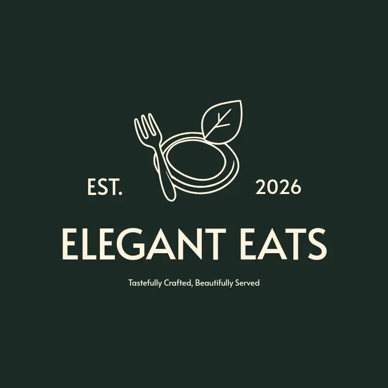 The catering name Elegant Eats as a branded logo with a single color icon
