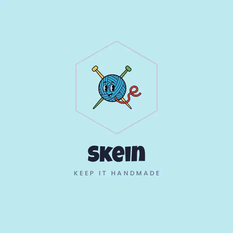 Knitting needles and yarn craft logo