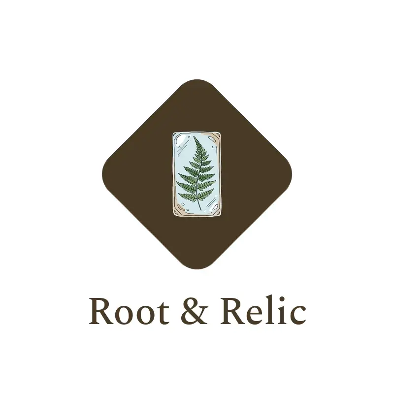 The photography name Root & Relic as a branded logo in an illustration style
