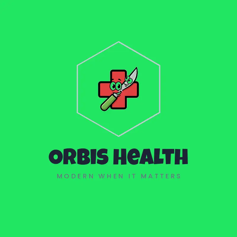 A medical cross with a scalpel, a surgery logo in a cartoon style