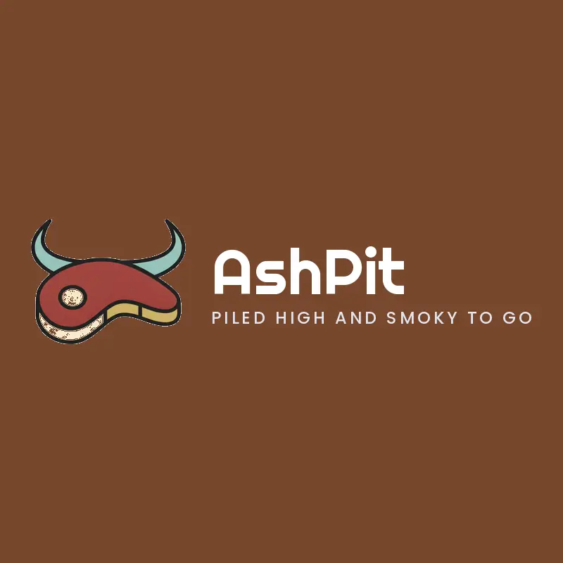 A retro steak and bull horns logo on a brown background.