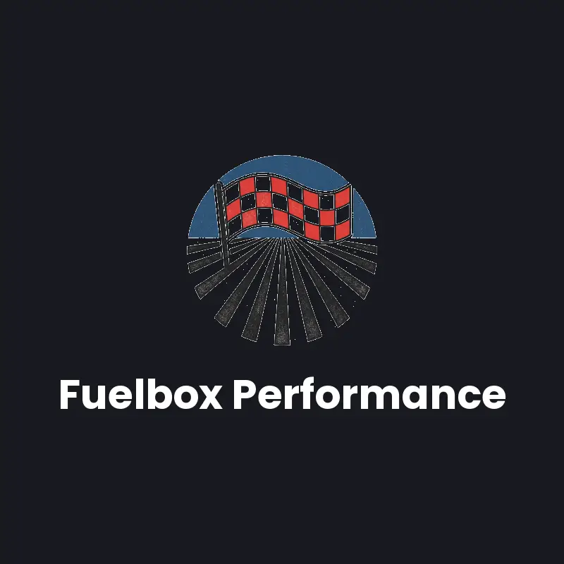 A cut ink checkered flag over starting grid lines on charcoal for a race team.